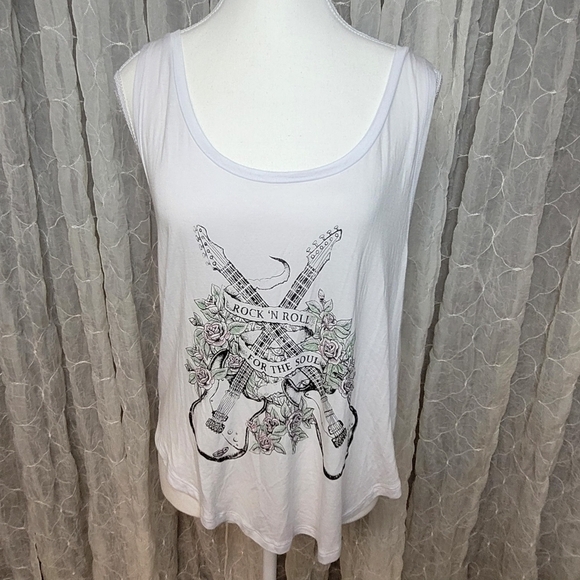 Cotton On Tops - Cotton On White Rock 'N Roll Tank Top